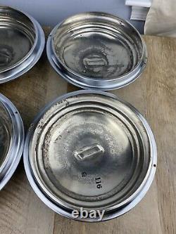 Set of 4 Vintage NOS 1935-1936 Chevrolet Chrome Replacement Trim Ring Hub Caps