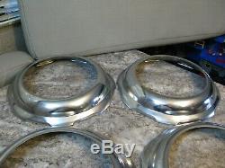 Set of 4 Vintage NOS 1950's Auto Chrome Beauty Rally Hub Cap Trim Rings Hot Rod