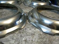 Set of 4 Vintage NOS 1950's Auto Chrome Beauty Rally Hub Cap Trim Rings Hot Rod