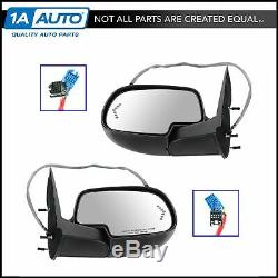 Side View Mirrors Pair Set Power Heated Signal Smooth Cap for Chevy GMC Truck