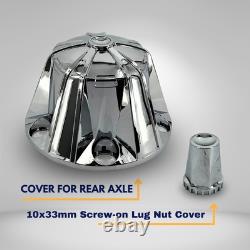 Starlight Chrome Semi Truck Hub Cover Wheel Axle Covers Center Caps with 33mm Lug