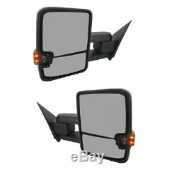 Tow Mirror Power Folding LED Chrome LH & RH Kit Pair Set for GM Pickup Truck New