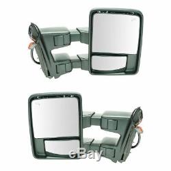 Tow Mirror Power Folding Telescoping Heated Smoked Signal Chrome Pair for Ford