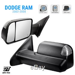 Tow Mirrors 2002-08 Dodge Ram 1500 Power+Heated Glass+LED Signal+Tow Side