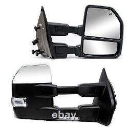Tow Mirrors Fit 2004-2014 Ford F-150 Power Heated Turn Signal Puddle Chrome Cap