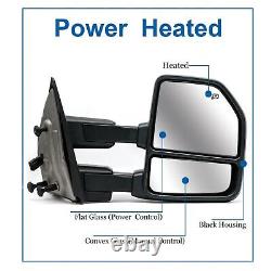 Tow Mirrors Fit 2004-2014 Ford F-150 Power Heated Turn Signal Puddle Chrome Cap