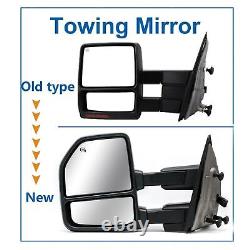 Tow Mirrors Fit 2004-2014 Ford F-150 Power Heated Turn Signal Puddle Chrome Cap