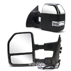 Tow Mirrors For 2002-07 Ford F250 Super Duty Power Heated LED Signal Chrome Cap