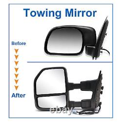 Tow Mirrors For 2002-07 Ford F250 Super Duty Power Heated LED Signal Chrome Cap