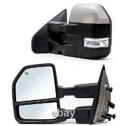 Tow Mirrors For 2004-2014 Ford F-150 Power Heated LED Signal Light Chrome Cap