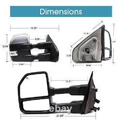 Tow Mirrors Power Heat LED Signal For 04-14 Ford F150 Left+Right Side Chrome Cap