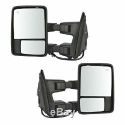 Towing Mirror Power Folding Telescoping Heat Signal Memory Chrome Pair for F350