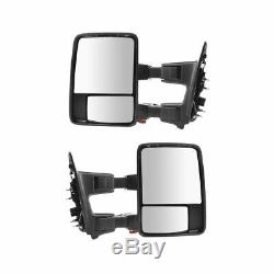 Towing Mirror Power Folding Telescoping Heat Signal Memory Chrome Pair for F350