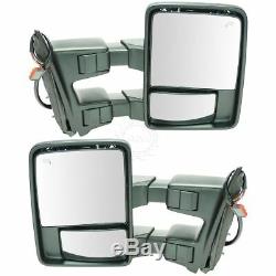 Towing Mirror Power Folding Telescoping Heated Smoked Signal Pair for Ford F350