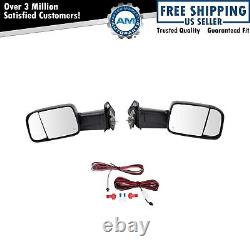 Towing Mirror Power Heated Marker Light Textured Caps Pair for Dodge Ram New