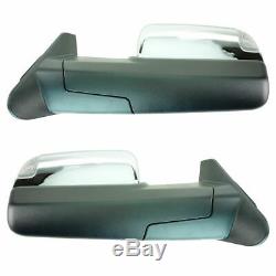 Towing Mirror Power Heated Market Light Chrome Caps Pair for Dodge Ram New