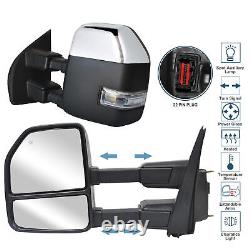 Towing Mirrors Fit 17-20 Ford F-250 F350 Super Duty Power Heat Siganl Chrome Cap