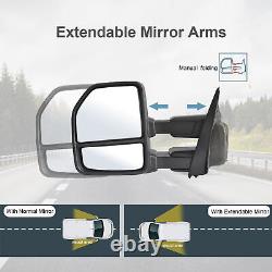 Towing Mirrors Fit 17-20 Ford F-250 F350 Super Duty Power Heat Siganl Chrome Cap