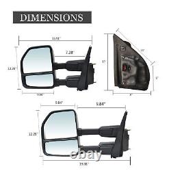 Towing Mirrors Fit 17-20 Ford F-250 F350 Super Duty Power Heat Siganl Chrome Cap