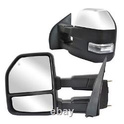 Towing Mirrors Fits 2015-19 Ford F-150 Power Heated Left+Right Side Chrome Cap