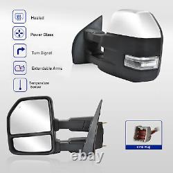 Towing Mirrors Fits 2015-19 Ford F-150 Power Heated Left+Right Side Chrome Cap