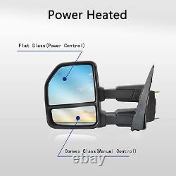 Towing Mirrors Fits 2015-19 Ford F-150 Power Heated Left+Right Side Chrome Cap