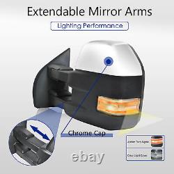 Towing Mirrors Fits 2015-19 Ford F-150 Power Heated Left+Right Side Chrome Cap