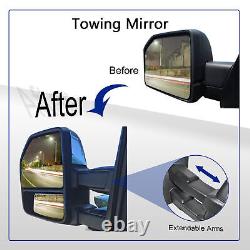 Towing Mirrors Fits 2015-19 Ford F-150 Power Heated Left+Right Side Chrome Cap