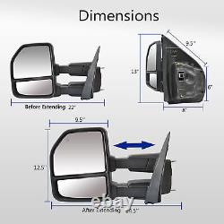 Towing Mirrors Fits 2015-19 Ford F-150 Power Heated Left+Right Side Chrome Cap