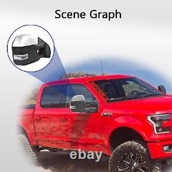 Towing Mirrors Fits 2015-19 Ford F-150 Power Heated Left+Right Side Chrome Cap
