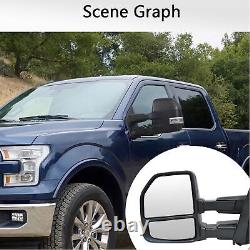Towing Mirrors For 2015-2020 Ford F150 Power Heated Signal Sensor Chrome Cap New