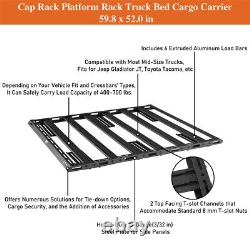 Truck Bed Cap Rack Platform Rack Cargo Carrier Aluminum Universal Fit