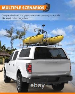 Truck Cap Topper Rack Adjustable Aluminum Ladder Roof Rack for Kayak Canoe 60