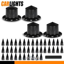 Truck Hub Cover Wheel Set Fits Rear 33mm Nut Covers with Spiked Removable cap Semi