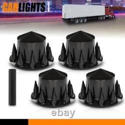 Truck Hub Cover Wheel Set Fits Rear 33mm Nut Covers with Spiked Removable cap Semi