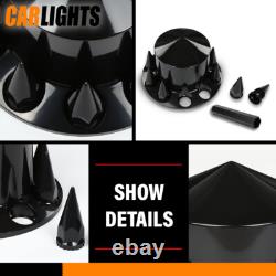 Truck Hub Cover Wheel Set Fits Rear 33mm Nut Covers with Spiked Removable cap Semi