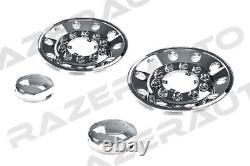 Truck Triple Chrome 22.5 Rear Wheel Simulator Liner+Center Caps Cover 2pc