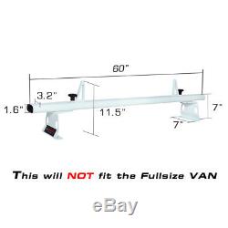 Universal 2 Bar 60'' Aluminum Pickup Truck Cap Topper Van Roof Ladder Rack White