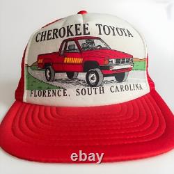 VINTAGE 80's Toyota Pickup Trucker Hat Cap Mens Snap Red Truck 22r Florence SC