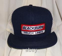 Vintage BLACKBURN TRUCK LINES Made In USA Trucker Cap Snapback Hat DEADSTOCK New
