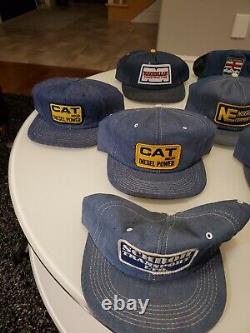 Vintage Trucker Hat Lot Of 11- Denim, Cat, New Holland, mack trucks, Rare