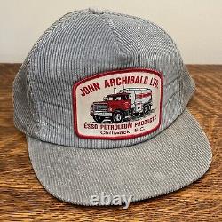 Vtg ESSO John Archibald Mack Truck Snapback Corduroy Hat Cap Oil MINT with Tag