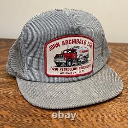 Vtg ESSO John Archibald Mack Truck Snapback Corduroy Hat Cap Oil MINT with Tag