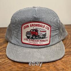 Vtg ESSO John Archibald Mack Truck Snapback Corduroy Hat Cap Oil MINT with Tag