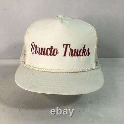 Vtg NWOT Yupoong Trucker Cap Mesh Snapback Structo Trucks Metal Toy White Hat