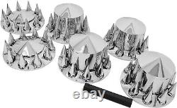 Wheel Cover Hub Cap 33mm Screw-On Spiked Lug Nut Covers for Peterbilt Semi Truck
