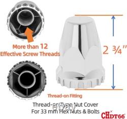 Wheel Cover Hub Cap 33mm Screw-on Lug Nut Covers for Freightliner Semi Trucks