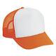 White/neon Orange Trucker Hat 5 Panel Foam Front Mesh Back Hat 1dz Truck-5 Wno